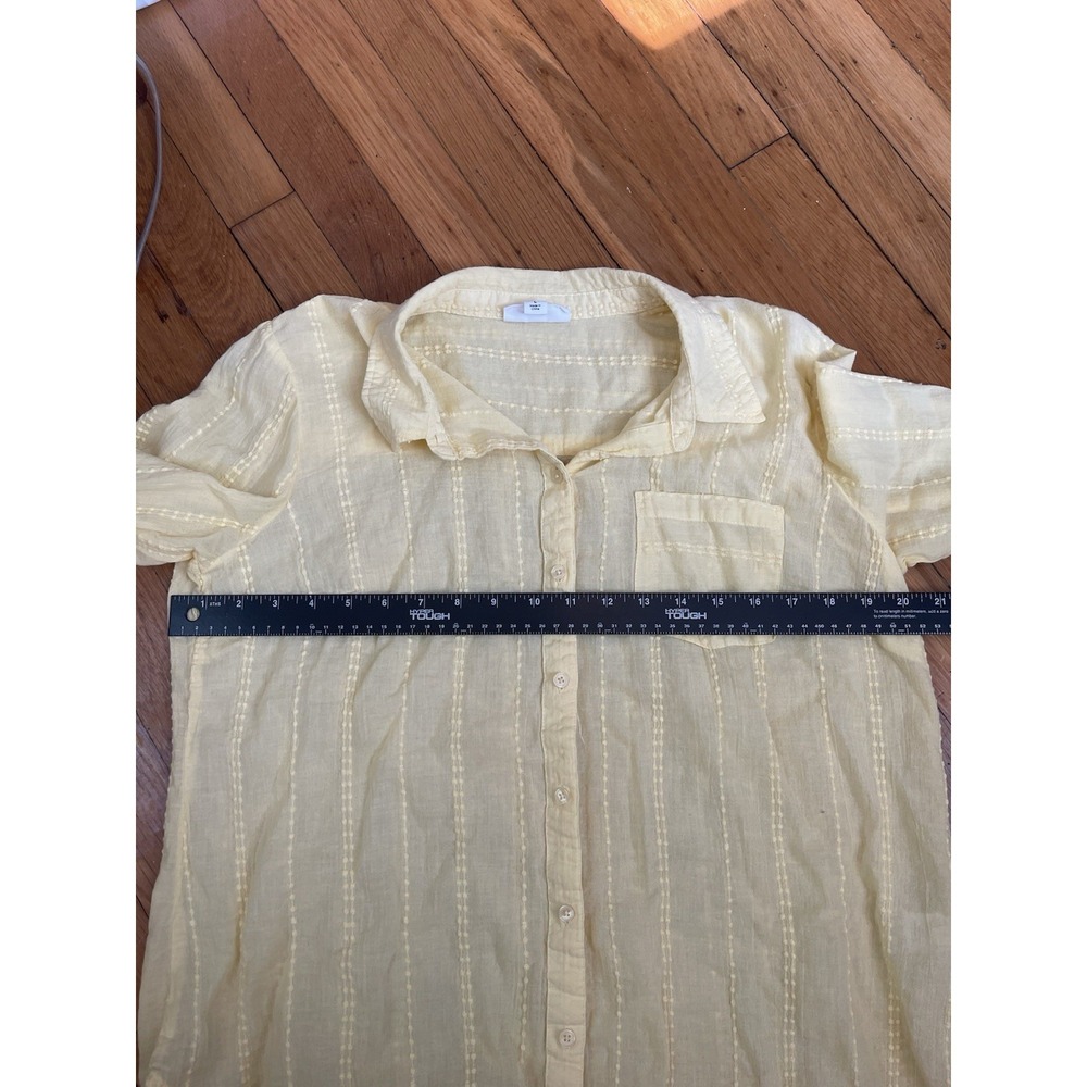 Westport 100% Cotton Swiss Dot Yellow Button Up Long Sleeve Shirt Lightweight - Picture 9 of 9